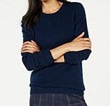 Charter Club Women's Pure Cashmere Solid Crewneck Sweater Blue Size Petite S