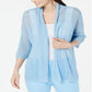 Alfani Women's Linen Blend Open Stitch Kimono Sweater Blue Size X-Small