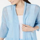 Alfani Women's Linen Blend Open Stitch Kimono Sweater Blue Size X-Small