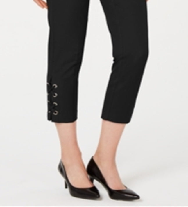 Alfani Women's Cropped Lace up Pants Black Size 4