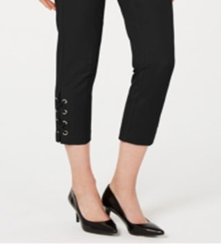 Alfani Women's Cropped Lace up Pants Black Size 4