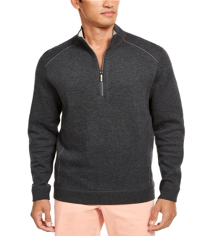 Tommy Bahama Men's Flip Side Classic Fit Reversible Quarter Zip Sweater Grey Size XL