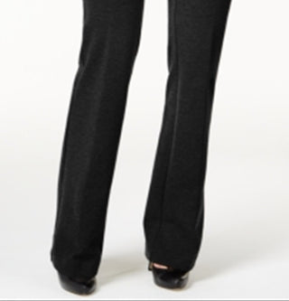 Alfani Women's Faux Leather Trim Wide Leg Trousers Black Size 20X5