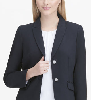 Calvin Klein Women's Flap Pocket Two Button Blazer Blue Size 6