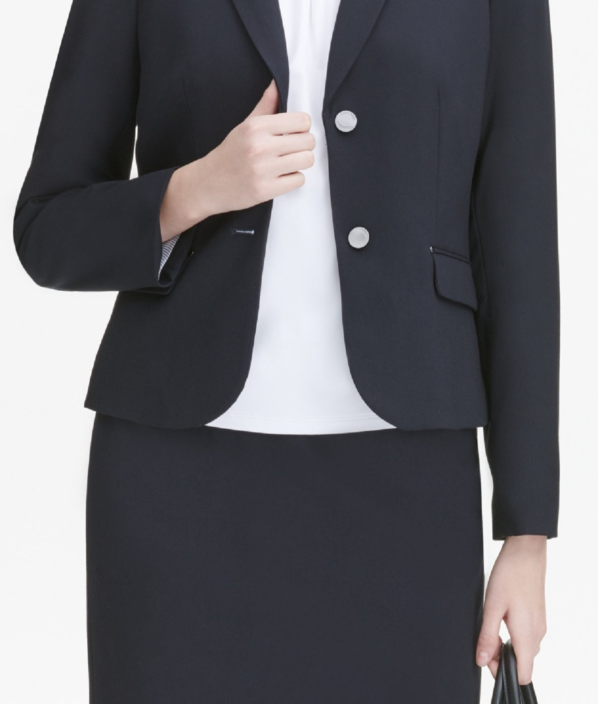 Calvin Klein Women's Flap Pocket Two Button Blazer Blue Size 6