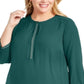 JM Collection Women's Plus Embellished Pleated Back Blouse Green Size 4X