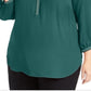 JM Collection Women's Plus Embellished Pleated Back Blouse Green Size 4X
