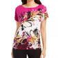 JM Collection Women's Printed Lace Up Top Pink Size Large