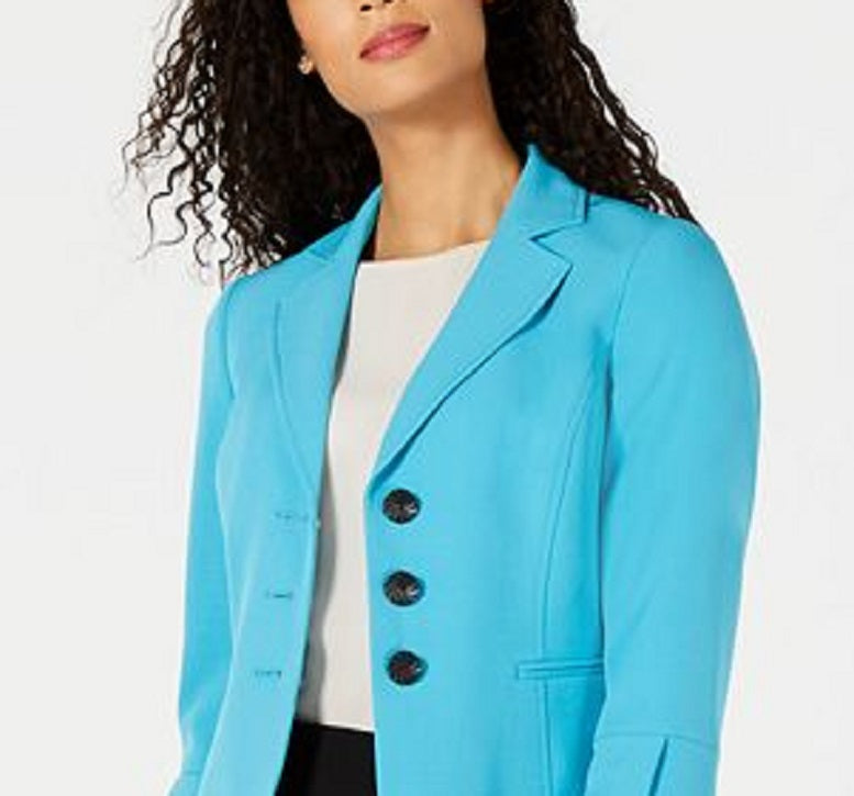 Le Suit Women's Three Button Skirt Suit Blue Size 12