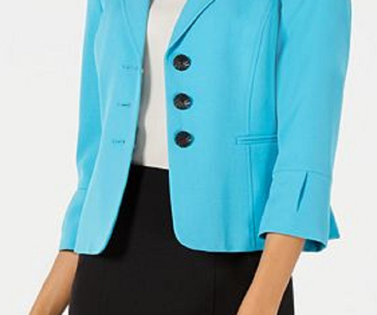 Le Suit Women's Three Button Skirt Suit Blue Size 12