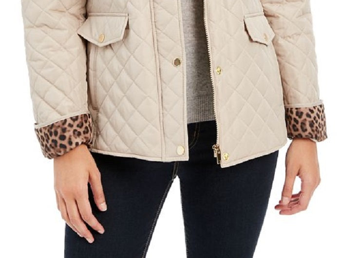 Charter Club Women's Petite Quilted Hooded Jacket Brown Size Petite Medium