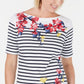 Karen Scott Women's Mixed Print Elbow Sleeve Top White Size Petite S/M
