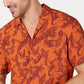 INC International Concepts Men's Nico Camp Button Down Mixed Media Shirt Orange Size XX-Large