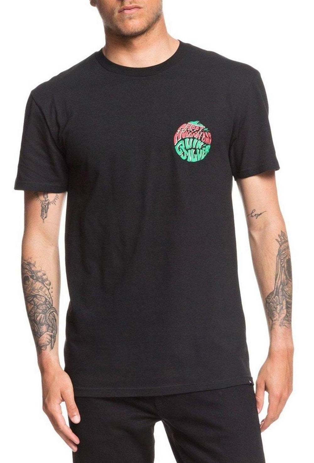 Quiksilver Men's Regular Fit Santa Graphic Tee T-Shirt Black Size XX-Large