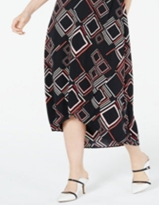 Alfani Women's Geo Print Tulip Hem Dress Red Size Petite Small