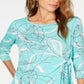 Alfani Women's Printed Side Tie Top Blue Size -Petite S