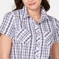 Tommy Hilfiger Women's Plaid Button Down Top Blue Size Small