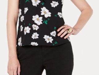 Bar III Women's Lace Floral Spaghetti Strap Tank Top Black Size Large