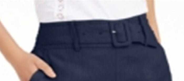 INC International Concepts Women's Linen Belted Shorts Blue Size XX-Large