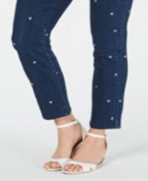 Charter Club Women's Embroidered Bristol Skinny Ankle Jeans Blue Size 8