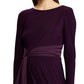 Ralph Lauren Women's Satin Trim Long Sleeve Dress Purple Size 6 Petite