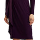 Ralph Lauren Women's Satin Trim Long Sleeve Dress Purple Size 6 Petite
