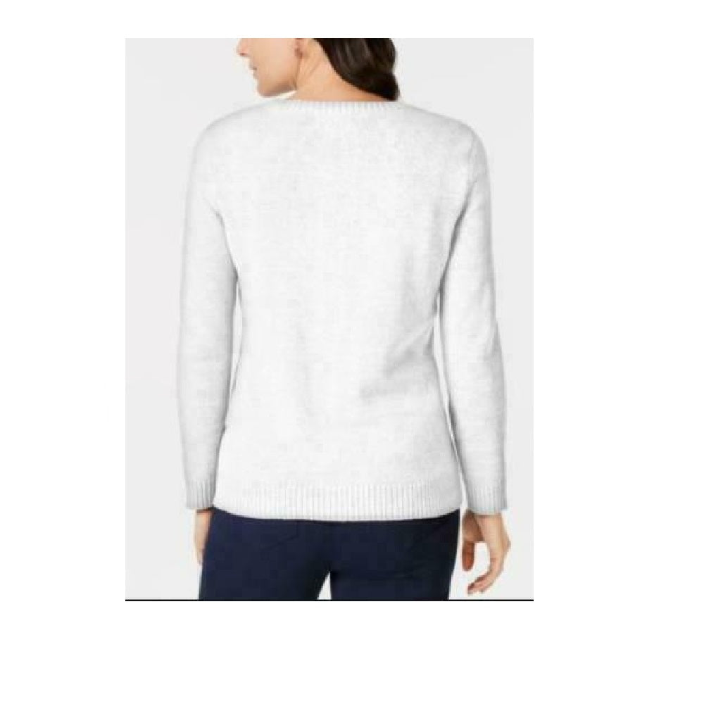 Karen Scott Women's Petite Embroidered Snowflake S Winter White Combo PS