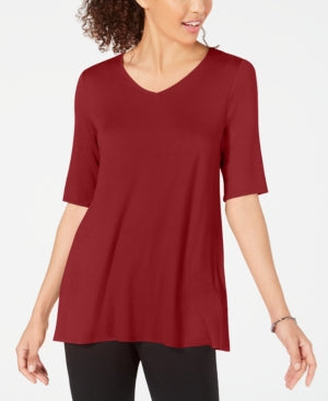 Alfani Women's V-Neck Swing Tunic  - Malbec Red Size 2XL