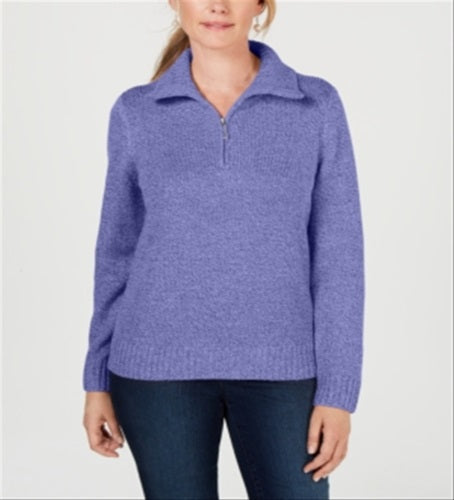 Karen Scott Women's Wing Collar Pullover Top Blue Size Petite S