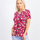 Karen Scott Women's Printed Henley Top Red Size XXL
