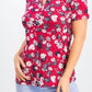 Karen Scott Women's Printed Henley Top Red Size XXL