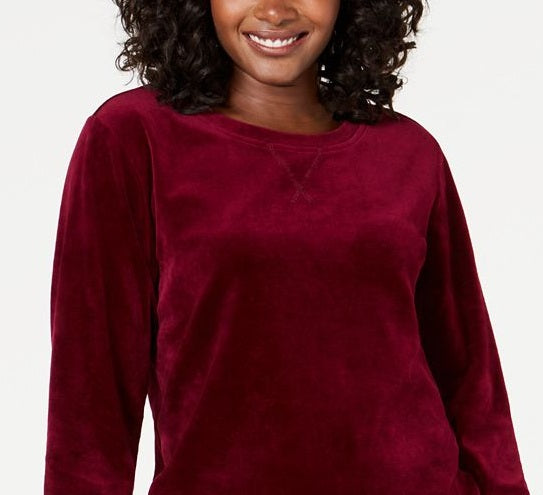 Karen Scott Women's Velour Sweatshirt Purple Size L
