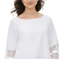 Calvin Klein Women's Soft Lace Yoke Blouse White Size XL