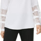 Calvin Klein Women's Soft Lace Yoke Blouse White Size XL
