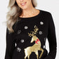 Karen Scott Women's Sequined Holiday Deer Sweatshirt Black Size Petite L