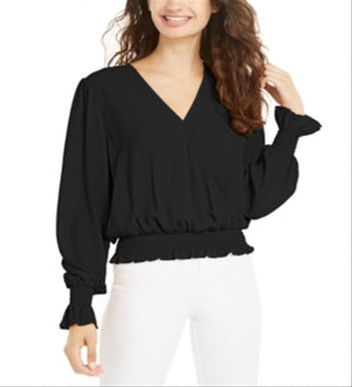 Ultra Flirt Junior's Smocked Top Black Size M