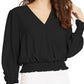Ultra Flirt Junior's Smocked Top Black Size M