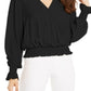 Ultra Flirt Junior's Smocked Top Black Size M