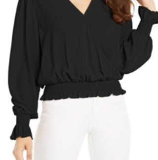 Ultra Flirt Junior's Smocked Top Black Size M