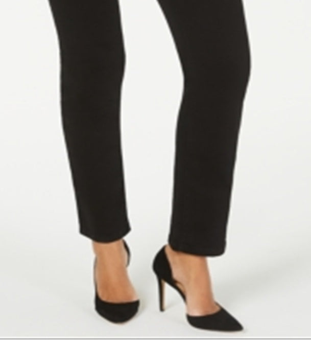 INC International Concepts Women's Denim Tummy Control Straight Leg Jeans Black Size 0