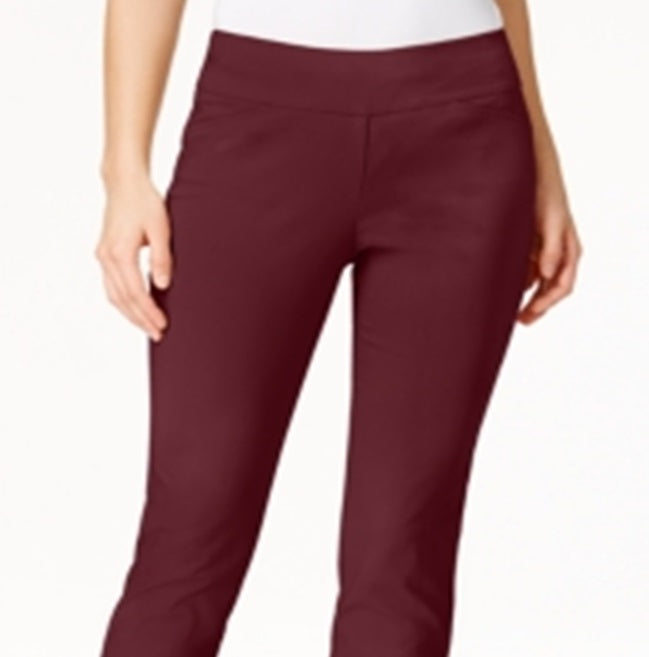 Charter Club Women's Cambridge Tummy Control Slim Leg Pants Red Size 2 Petite