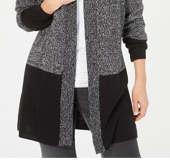 Karen Scott Women's Colorblocked Cardigan Black Size Petite S