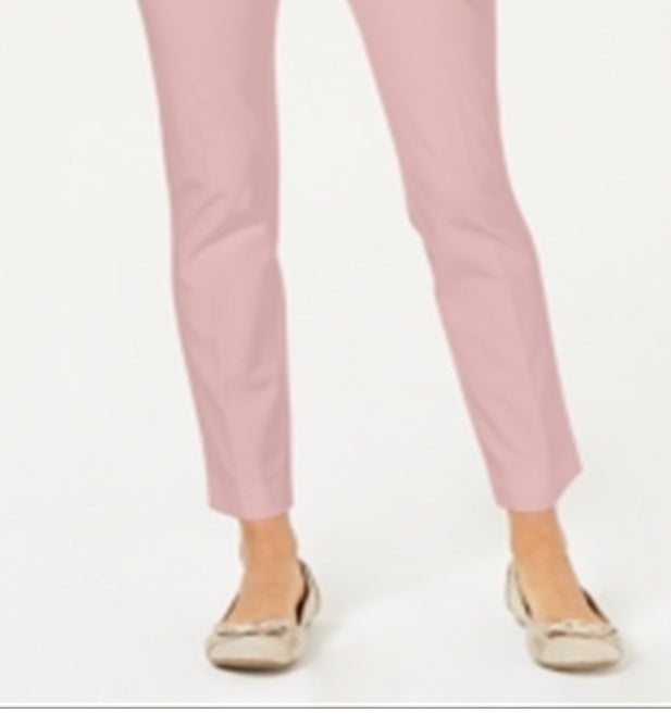 Charter Club Women's Newport Tummy Control Slim Fit Pants Pink Size 10
