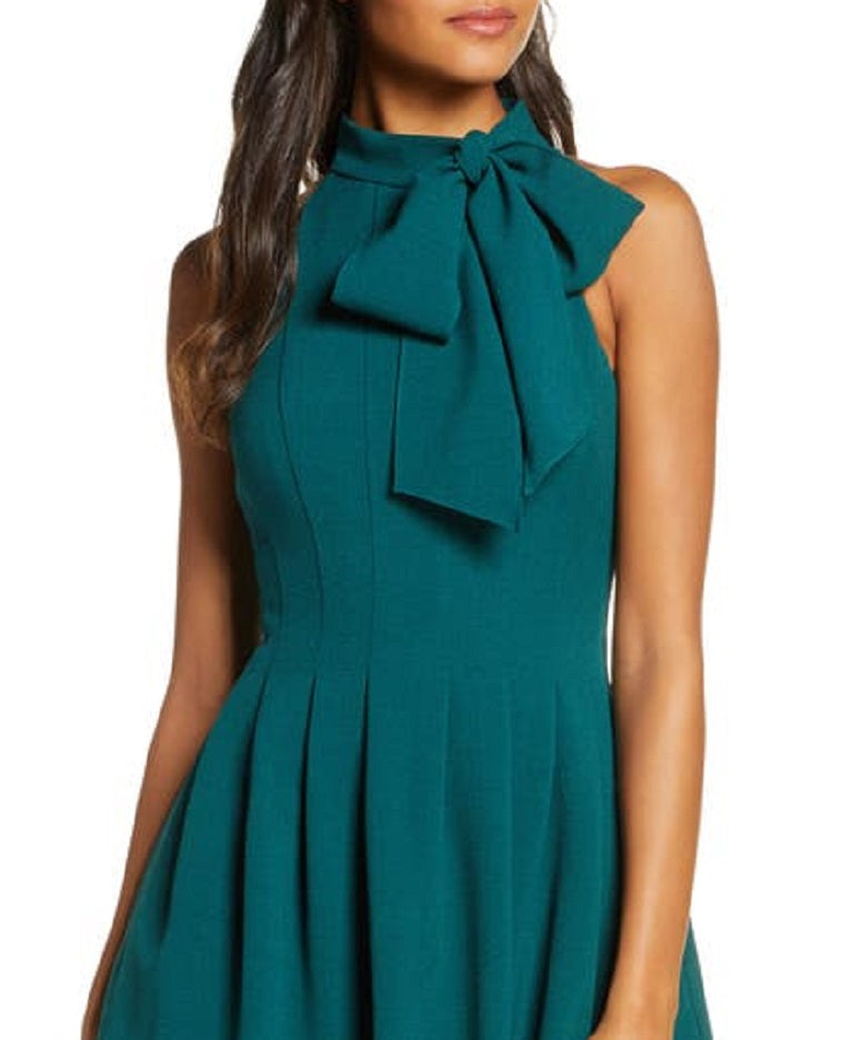 Vince Camuto Women's Bow Neck Fit & Flare Dress Green Size 4
