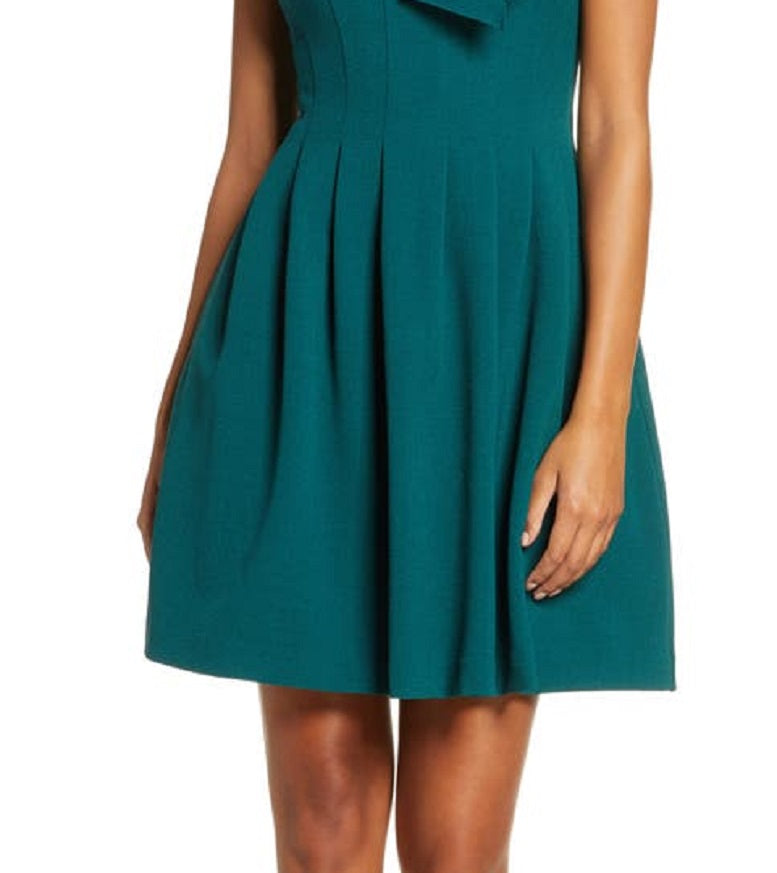 Vince Camuto Women's Bow Neck Fit & Flare Dress Green Size 4