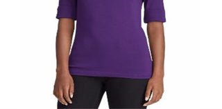 Ralph Lauren Women's Boat Neck T-Shirt Purple Size Petite