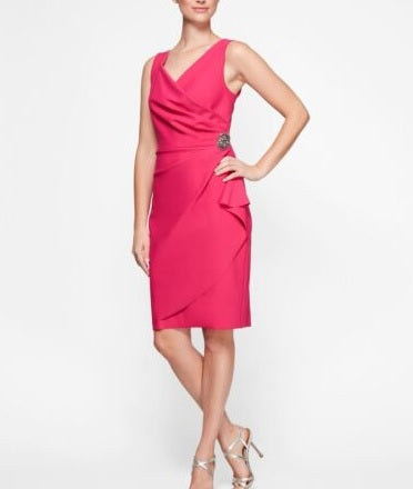 Alex Evenings Women's Sleeveless MIDI Sheath Dress Blue Size 12 Petite