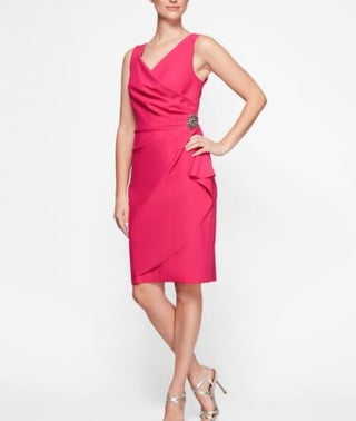 Alex Evenings Women's Sleeveless MIDI Sheath Dress Blue Size 12 Petite