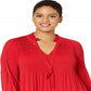 Ralph Lauren Women's Georgette Tie Neck Top Red Size 3X