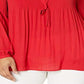 Ralph Lauren Women's Georgette Tie Neck Top Red Size 3X